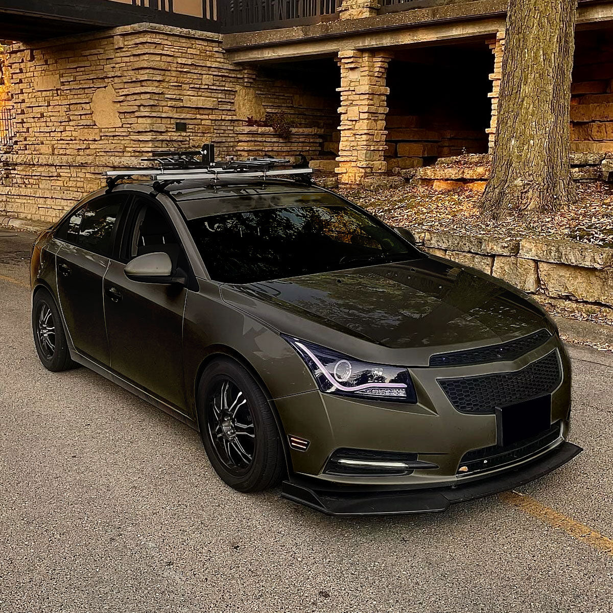 Ronnin - Se adapta a Chevrolet Cruze 2011-2016 Luces de circulación diurna LED de repuesto mejoradas Señales de giro Faros delanteros con proyector Ensamblaje Par | Negro Ahumado