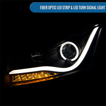 2011-2016 Chevrolet Cruze Upgraded Replacement LED Running Lights Turn Signals Projector Headlights Assembly Pair | Black