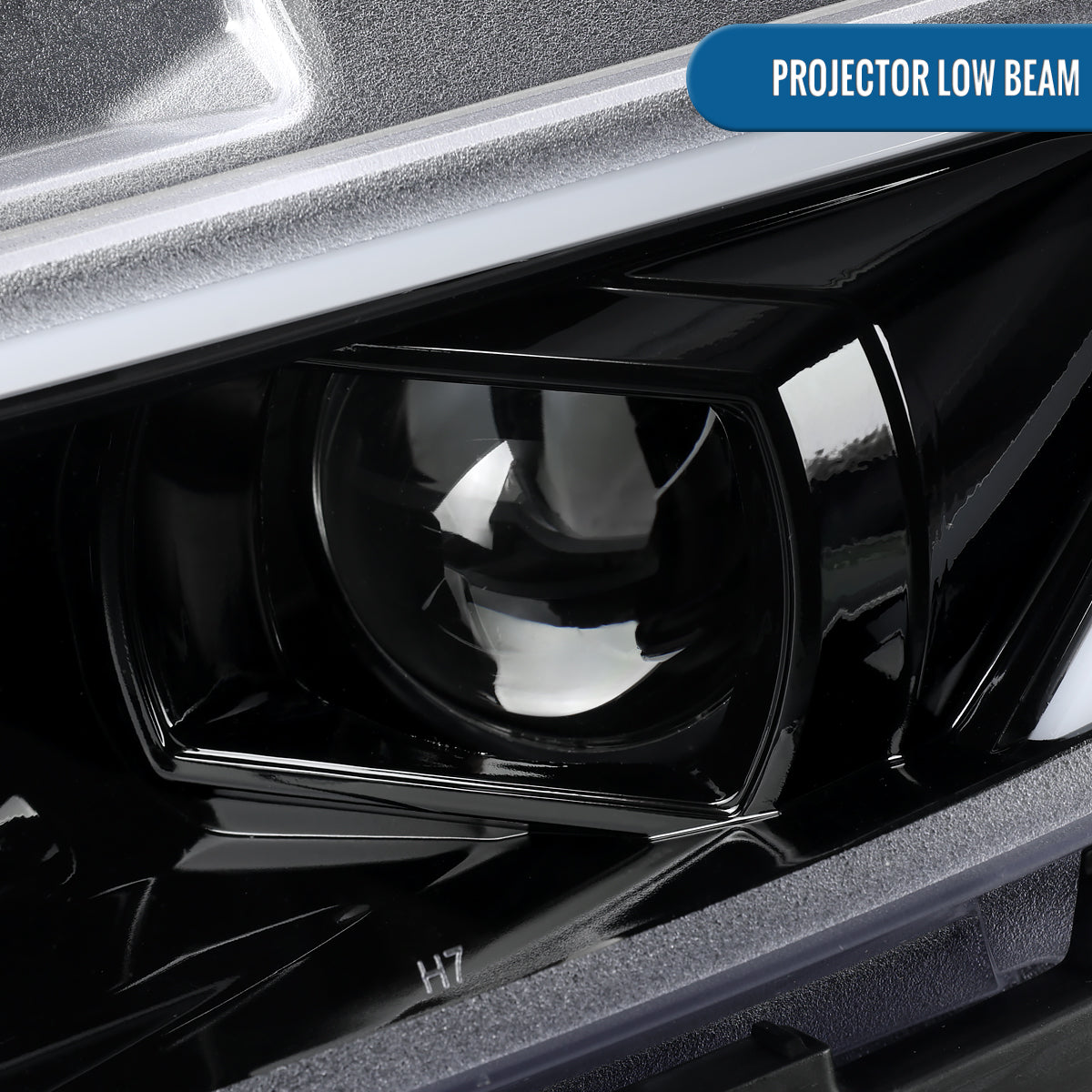 Ronnin - Compatible con Honda Civic Halogen 2016-2021 Faros con proyector de carcasas cuadradas, conjunto de par de luces diurnas LED de tubo DRL con intermitentes secuenciales | Negro brillante
