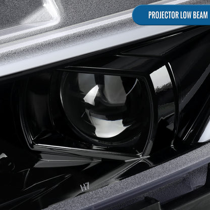 Ronnin - Compatible con Honda Civic Halogen 2016-2021 Faros con proyector de carcasas cuadradas, conjunto de par de luces diurnas LED de tubo DRL con intermitentes secuenciales | Negro brillante