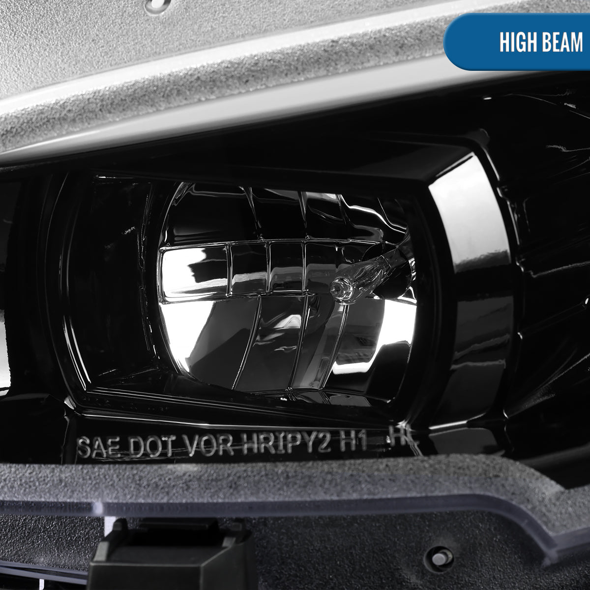 Ronnin - Compatible con Honda Civic Halogen 2016-2021 Faros con proyector de carcasas cuadradas, conjunto de par de luces diurnas LED de tubo DRL con intermitentes secuenciales | Negro brillante