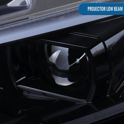 Ronnin - Compatible con Honda Civic 2016-2021 Faros Proyector con Cubiertas Cuadradas Halógenas Tubo LED DRL Intermitentes Secuenciales Ensamblaje Par | Negro Ahumado