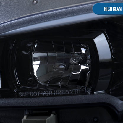 Ronnin - Compatible con Honda Civic 2016-2021 Faros Proyector con Cubiertas Cuadradas Halógenas Tubo LED DRL Intermitentes Secuenciales Ensamblaje Par | Negro Ahumado