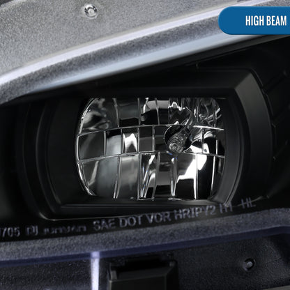 Ronnin - Se adapta a Honda Civic 2016-2021 Faros proyectores de cubierta cuadrada halógena Tubo LED DRL Intermitentes secuenciales Ensamblaje Par | Negro