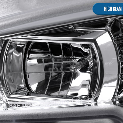 Ronnin - Se adapta a Honda Civic Halógeno 2016-2021 Cubiertas Cuadradas Faros Proyectores LED DRL Tubo Señales Secuenciales Intermitentes Montaje Par | Cromado