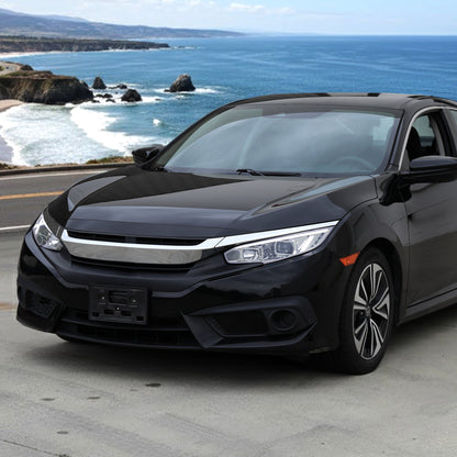 Ronnin - Se adapta a Honda Civic Halógeno 2016-2021 Cubiertas Cuadradas Faros Proyectores LED DRL Tubo Señales Secuenciales Intermitentes Montaje Par | Cromado