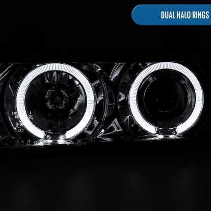 Ronnin - Fits 1992-1998 BMW E36 3-Series 318i 325i 328i LED Dual Rims Headlights Assembly Pair | Chrome