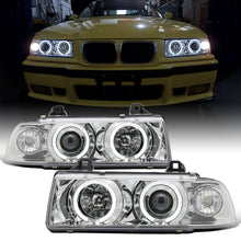 Ronnin - Fits 1992-1998 BMW E36 3-Series 318i 325i 328i LED Dual Rims Headlights Assembly Pair | Chrome