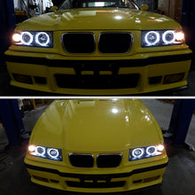 Ronnin - Fits 1992-1998 BMW E36 3-Series 318i 325i 328i LED Dual Rims Headlights Assembly Pair | Black