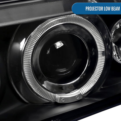 Ronnin - Fits 1992-1998 BMW E36 3-Series 318i 325i 328i LED Dual Rims Headlights Assembly Pair | Black