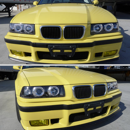 Ronnin - Fits 1992-1998 BMW E36 3-Series 318i 325i 328i LED Dual Rims Headlights Assembly Pair | Black