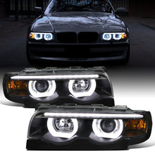 Ronnin - Fits 1995-2001 BMW E38 7-Series 740i 740iL Upgrade Projector Halogen Headlights Assembly Pair | Black