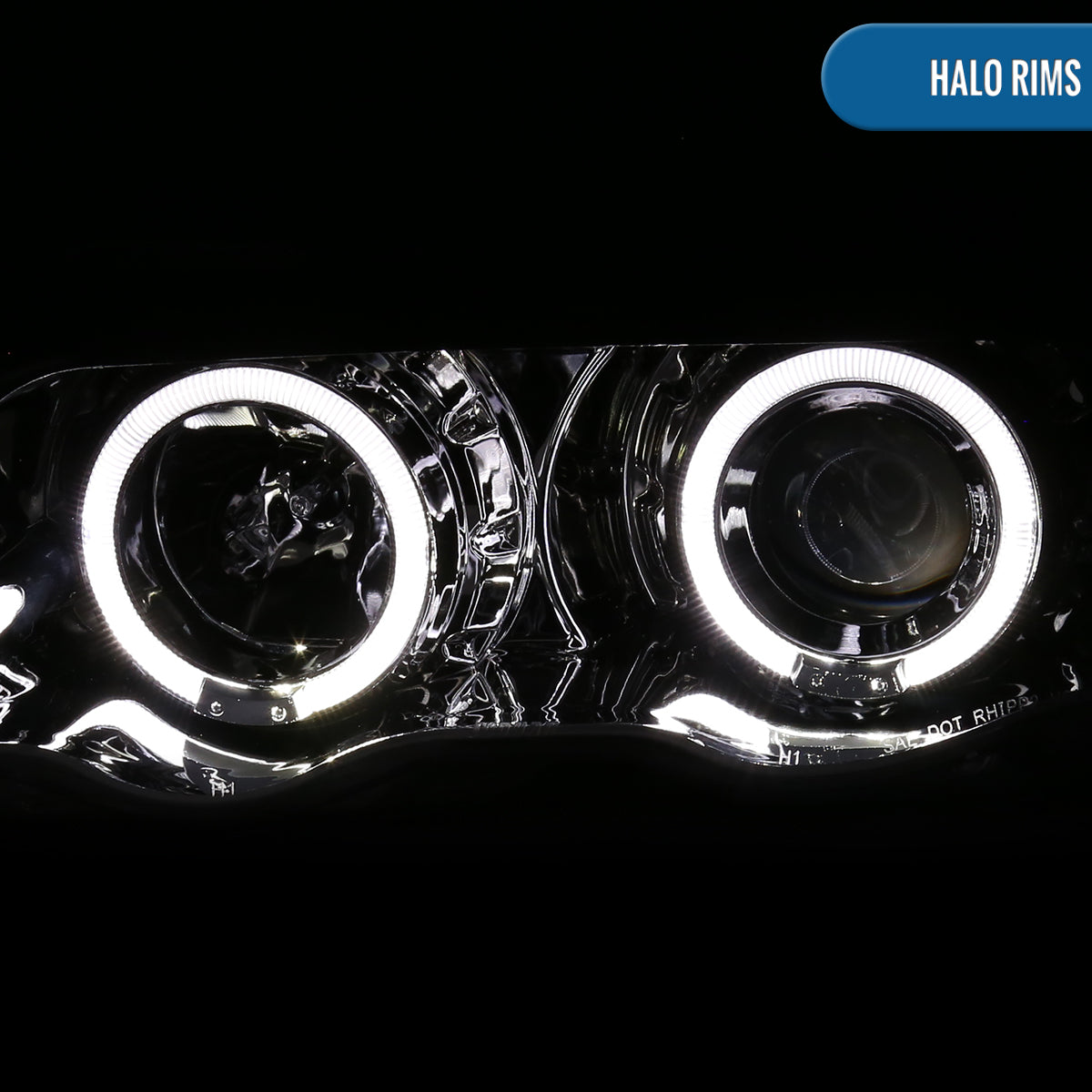 Ronnin - Fits 1999-2001 BMW E46 3-Series Sedan 323i 328i 325i 330i LED Dual Rims Headlights Clear Reflector Assembly Pair | Chrome