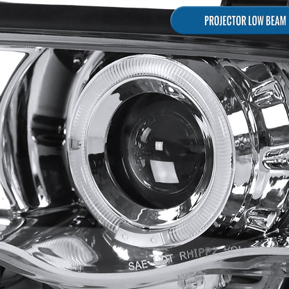 Ronnin - Fits 1999-2001 BMW E46 3-Series Sedan 323i 328i 325i 330i LED Dual Rims Headlights Clear Reflector Assembly Pair | Chrome