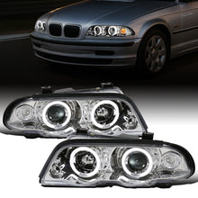 Ronnin - Fits 1999-2001 BMW E46 3-Series Sedan 323i 328i 325i 330i LED Dual Rims Headlights Clear Reflector Assembly Pair | Chrome