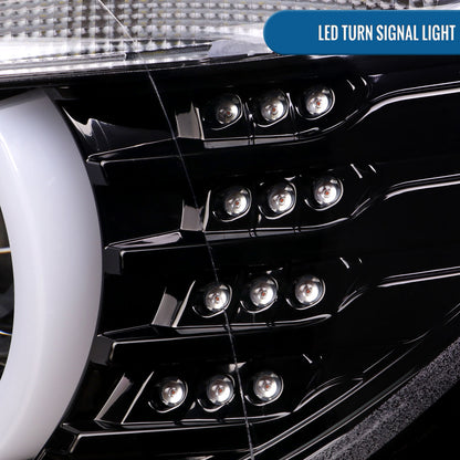 Ronnin -  Fits 2012-2015 BMW F30 3-Series Sedan 328i 335i 320i Xenon Non-AFS Upgraded U-Shaped LED Tube Projector Headlights Assembly Pair | Gloss Black