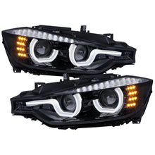 Ronnin -  Fits 2012-2015 BMW F30 3-Series Sedan 328i 335i 320i Xenon Non-AFS Upgraded U-Shaped LED Tube Projector Headlights Assembly Pair | Black Smoke