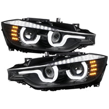 Ronnin -  Fits 2012-2015 BMW F30 3-Series Sedan 328i 335i 320i Xenon Non-AFS Upgraded U-Shaped LED Tube Projector Headlights Assembly Pair | Black