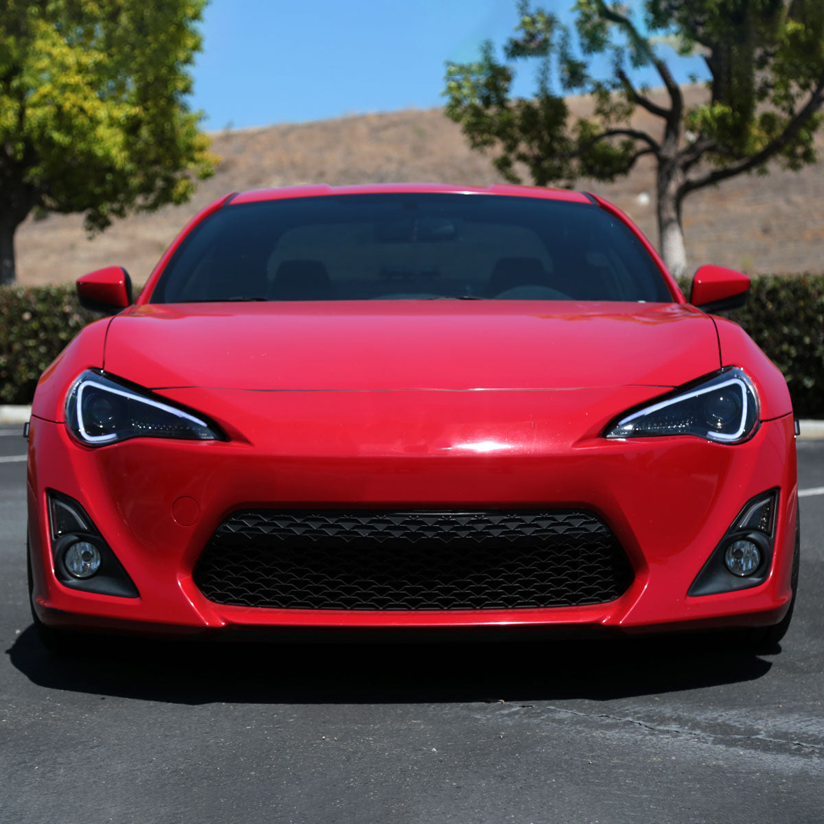 Ronnin - Compatible con Scion FR-S 2013-2016 Luces de circulación diurna LED mejoradas Tubo Proyector Halógeno Conjunto de faros delanteros Par | Negro brillante
