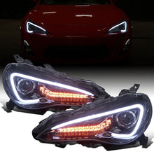 Ronnin - Fits 2013-2016 Scion FR-S Upgrade LED Running Lights Tube Projector Halogen Headlights Assembly Pair | Black Smoke