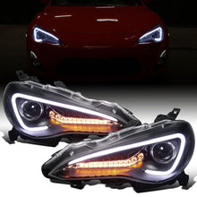 Ronnin - Fits 2013-2016 Scion FR-S Upgrade LED Running Lights Tube Projector Halogen Headlights Assembly Pair | Black