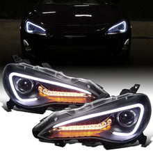 Ronnin - Fits 2013-2016 Scion FR-S Upgrade LED Sequential Turn Signals Projector Halogen Headlights Assembly Pair | Black