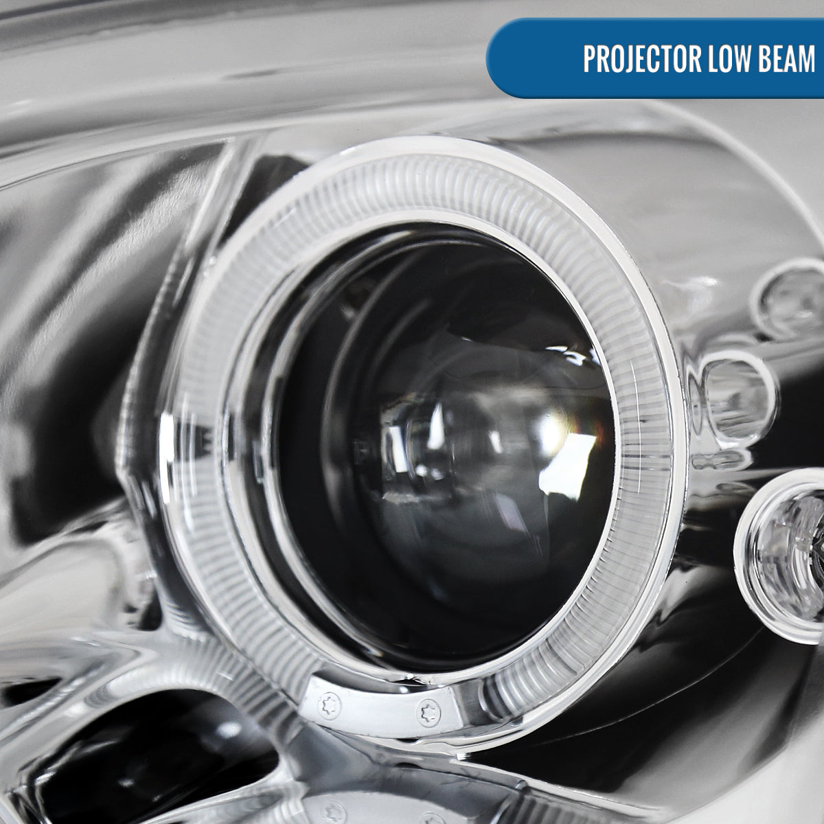 Ronnin - Compatible con Ford Fusion 2006-2009, reemplazo mejorado, faros delanteros de proyector LED de doble aro, par | Cromado