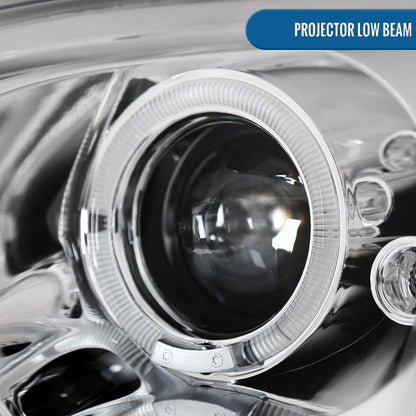 Ronnin - Compatible con Ford Fusion 2006-2009, reemplazo mejorado, faros delanteros de proyector LED de doble aro, par | Cromado