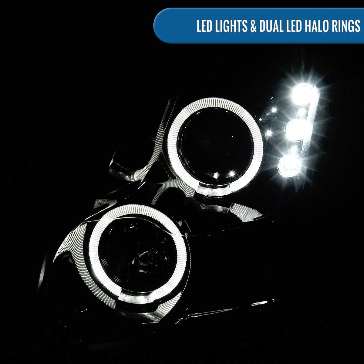 Ronnin - Compatible con Ford Fusion 2006-2009 Actualización Reemplazo Faros delanteros LED Proyector con doble halo | Negro Humo