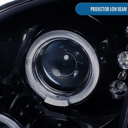 Ronnin - Compatible con Ford Fusion 2006-2009 Actualización Reemplazo Faros delanteros LED Proyector con doble halo | Negro Humo
