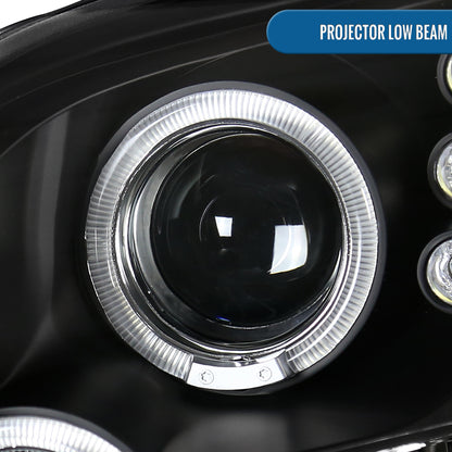 Ronnin - Compatible con Ford Fusion 2006-2009, par de faros delanteros con proyector LED de doble aro | Negro