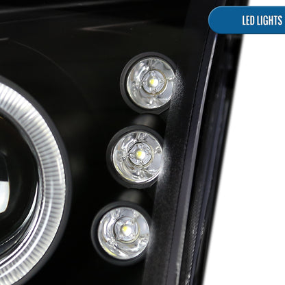 Ronnin - Compatible con Ford Fusion 2006-2009, par de faros delanteros con proyector LED de doble aro | Negro
