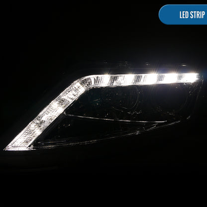 Ronnin - Faros delanteros con proyector LED de circulación diurna, repuesto mejorado para Ford Fusion 2010-2012, par | Cromado