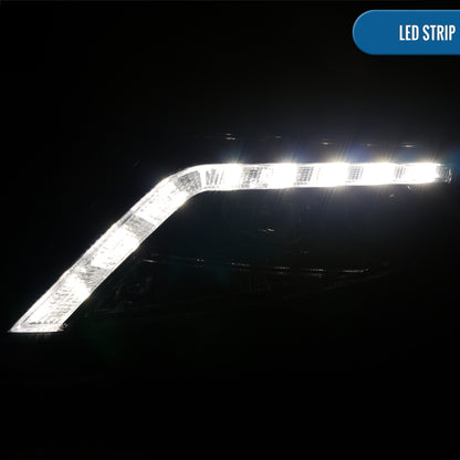 Ronnin - Faros delanteros con proyector LED de repuesto mejorados para Ford Fusion 2010-2012, par | Ahumado