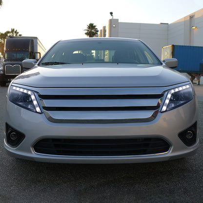 Ronnin - Faros delanteros con proyector LED de repuesto mejorados para Ford Fusion 2010-2012, par | Ahumado