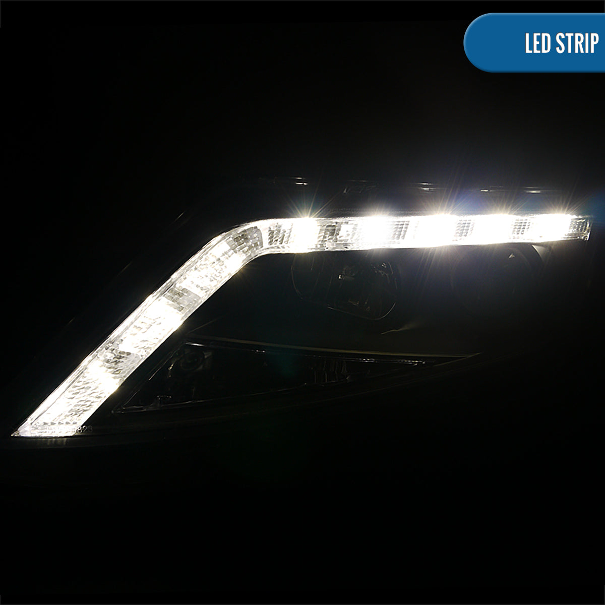 Ronnin - Conjunto de faros delanteros con proyector y luces LED de circulación diurna mejoradas, para Ford Fusion 2010-2012, par | Negros