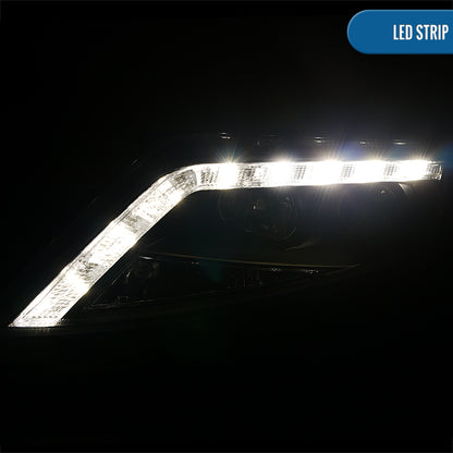 Ronnin - Conjunto de faros delanteros con proyector y luces LED de circulación diurna mejoradas, para Ford Fusion 2010-2012, par | Negros