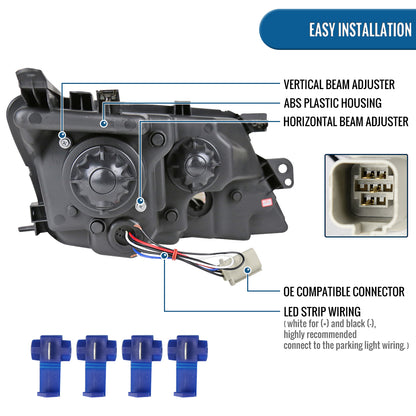 Ronnin - Conjunto de faros delanteros con proyector y luces LED de circulación diurna mejoradas, para Ford Fusion 2010-2012, par | Negros