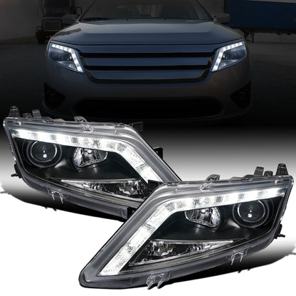Ronnin - Conjunto de faros delanteros con proyector y luces LED de circulación diurna mejoradas, para Ford Fusion 2010-2012, par | Negros
