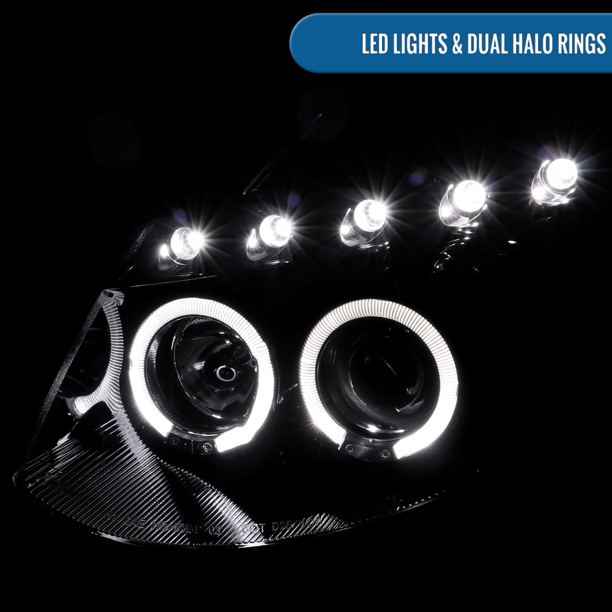 Ronnin - Compatible con Infiniti G35 Coupé 2003-2007 2 puertas Faros delanteros con proyector Xenon LED Dual Halo | Negro Ahumado