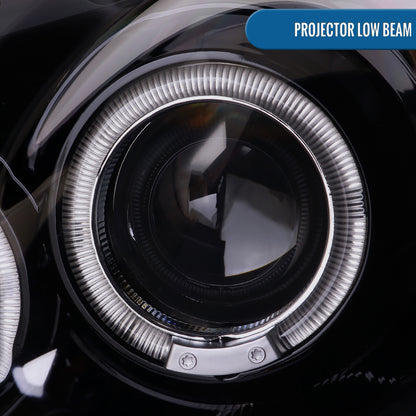 Ronnin - Compatible con Infiniti G35 Coupé 2003-2007 2 puertas Faros delanteros con proyector Xenon LED Dual Halo | Negro Ahumado