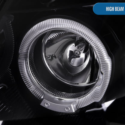 Ronnin - Compatible con Infiniti G35 Coupé 2003-2007 2 puertas Faros delanteros con proyector Xenon LED Dual Halo | Negro Ahumado