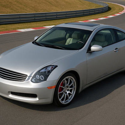 Ronnin - Compatible con Infiniti G35 Coupé 2003-2007 2 puertas Faros delanteros con proyector Xenon LED Dual Halo | Negro Ahumado