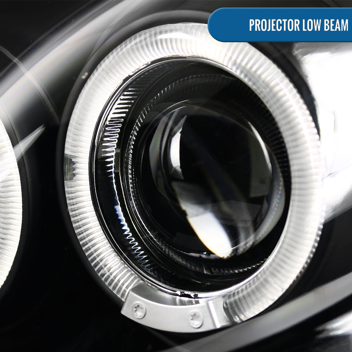 Ronnin - Se adapta a Infiniti G35 cupé 2 puertas 2003-2007, faros delanteros con proyector de aros de doble halo LED de xenón, par de ensamblajes | Negro