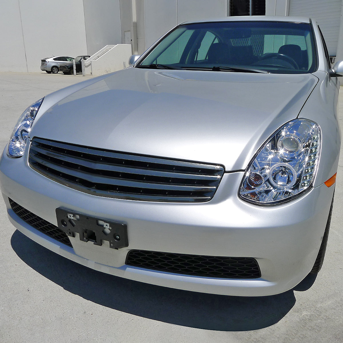 Ronnin - Fits 2005-2006 Infiniti G35 Sedan Projector Headlights LED Running Lights Assembly Pair | Chrome