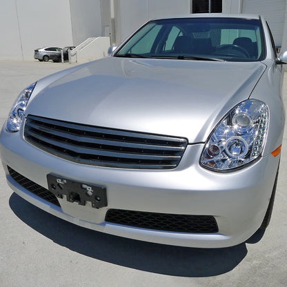 Ronnin - Fits 2005-2006 Infiniti G35 Sedan Projector Headlights LED Running Lights Assembly Pair | Chrome