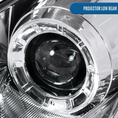 Ronnin - Fits 2005-2006 Infiniti G35 Sedan Projector Headlights LED Running Lights Assembly Pair | Chrome