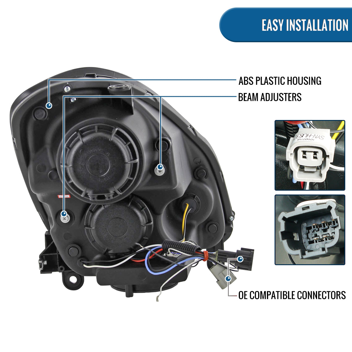 Ronnin - Fits 2005-2006 Infiniti G35 Sedan Projector Headlights LED Running Lights Assembly Pair | Chrome