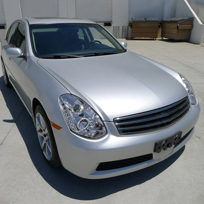 Ronnin - Fits 2005-2006 Infiniti G35 Sedan Projector Headlights LED Running Lights Assembly Pair | Chrome