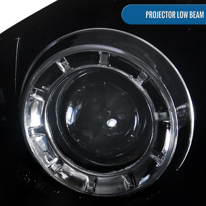 Ronnin - Fits 2005-2006 Infiniti G35 Sedan Projector Headlights LED Running Lights Assembly Pair | Black Smoke